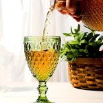 ZOOFOX 10 oz Colored Glass Goblet Set of 6