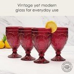 Red Ornate Goblets - Set of 4 Glassware