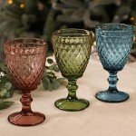 ZOOFOX 10 oz Colored Glass Goblet Set of 6