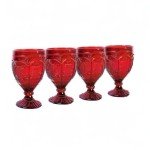 Red Ornate Goblets - Set of 4 Glassware