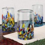 Multicolor Hand Blown Glass Water Glasses Set