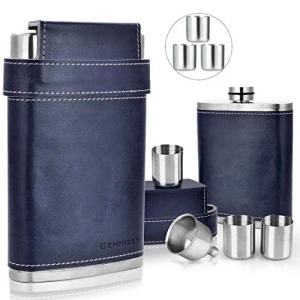 Navy Blue 8oz Stainless Steel Flask with Cups