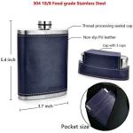 Navy Blue 8oz Stainless Steel Flask with Cups