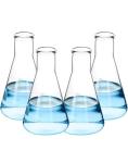 QWORK 4-Pack 250ML Borosilicate Erlenmeyer Flasks