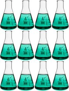 EISCO 12-Pack 250mL Borosilicate Erlenmeyer Flasks
