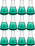 EISCO 12-Pack 250mL Borosilicate Erlenmeyer Flasks