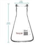 StonyLab 50ml Heavy Wall Glass Erlenmeyer Flasks