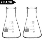 StonyLab 50ml Heavy Wall Glass Erlenmeyer Flasks