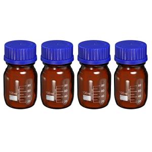 PATIKIL 100mL Amber Glass Reagent Media Bottles - 4pcs