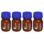 PATIKIL 100mL Amber Glass Reagent Media Bottles - 4pcs