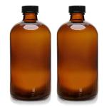 32 oz Amber Glass Boston Round Bottles - 2 Pack