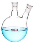 QWORK 1000ml 2-Neck Round Bottom Glass Flask
