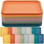 24 Pcs Colorful Plastic Serving Trays Set