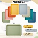 24 Pcs Colorful Plastic Serving Trays Set