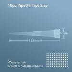 10µL Universal Lab Pipette Tips - 96 Tips/Rack