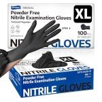 Black Nitrile Exam Gloves – Powder-Free, 100 Pcs