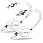 2-Pack Retractable 3-in-1 USB Charger Cables