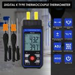 Digital K Type Thermocouple Thermometer with Dual Channels