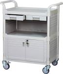 Heavy-Duty Lockable Hospital Utility Cart - 3 Shelves