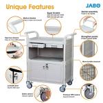 Heavy-Duty Lockable Hospital Utility Cart - 3 Shelves