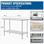 24"x60" Stainless Steel Adjustable Work Table
