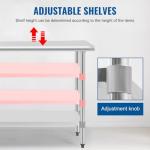 24"x60" Stainless Steel Adjustable Work Table