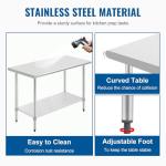 24"x60" Stainless Steel Adjustable Work Table