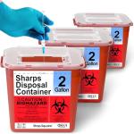 2 Gallon Sharps Container 3-Pack for Safe Disposal