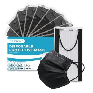 DAYSOY 4-Layer Black Disposable Face Masks, 50pcs