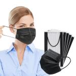 DAYSOY 4-Layer Black Disposable Face Masks, 50pcs