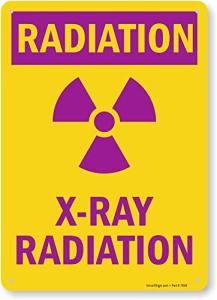X-Ray Radiation Graphic Plastic Sign, 14" x 10