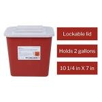 Biohazard Sharps Container with Sliding Lid - 2 Gal