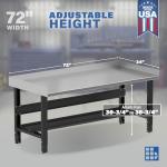 Heavy-Duty 72" Stainless Steel Adjustable Workbench