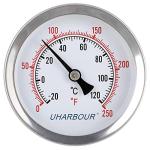 Uharbour 2.5" Dial Water Thermometer and Gauge