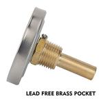 Solimeta 2.5" Bimetal Dial Thermometer, 0-250°F