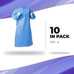 Large Blue Disposable Isolation Gown - Pack of 10