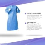 Large Blue Disposable Isolation Gown - Pack of 10