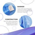 Large Blue Disposable Isolation Gown - Pack of 10