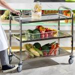 Stainless Steel 3-Tier Serving Trolley Cart