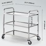 Stainless Steel 3-Tier Serving Trolley Cart