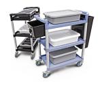 3-Tier Plastic Utility Bus Cart with Locking Casters