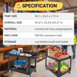 Heavy-Duty 2-Shelf Service Cart with Storage Handle