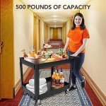 Heavy-Duty 2-Shelf Service Cart with Storage Handle