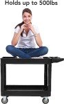 Heavy-Duty 2-Shelf Service Cart with Storage Handle