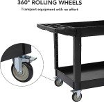 Heavy-Duty 2-Shelf Service Cart with Storage Handle