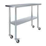 Stainless Steel Work Table with Wheels and Under-Shelf