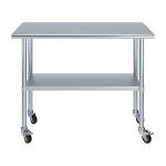 Stainless Steel Work Table with Wheels and Under-Shelf