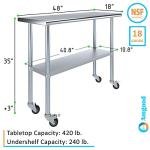 Stainless Steel Work Table with Wheels and Under-Shelf