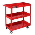 Tuffiom 3-Tier Steel Rolling Tool Cart - Red