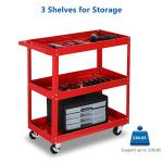 Tuffiom 3-Tier Steel Rolling Tool Cart - Red